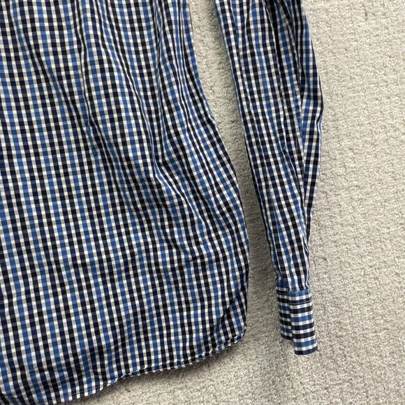 Fred Perry Button Down Shirt Mens S Blue Plaid Striped Oxford Woven Cotton - Picture 13 of 14